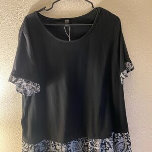 Elegant Black and White Paisley Blouse